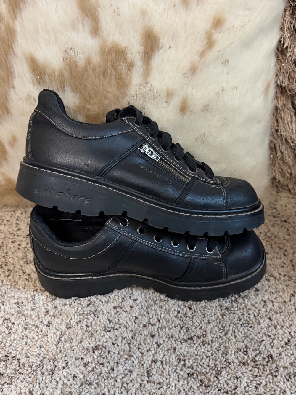 Vintage Black Leather Sketchers Tredd Jammers - Picture 11 of 11